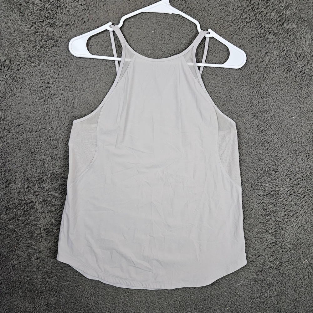 Lululemon Sculpt Tank Top‎ Womens Light Gray High Neck Strappy Mesh Activewear
